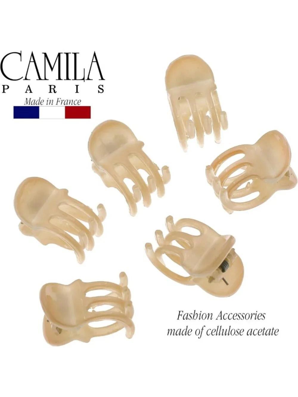 Set of 6 Extra Small Beige Hair Claw Clips for Women - Durable Fashion